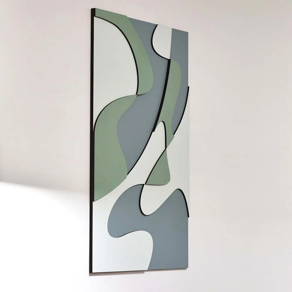 Layered Abstract 1.0 houten wanddecoratie abstract modern kunst wit groen blauw