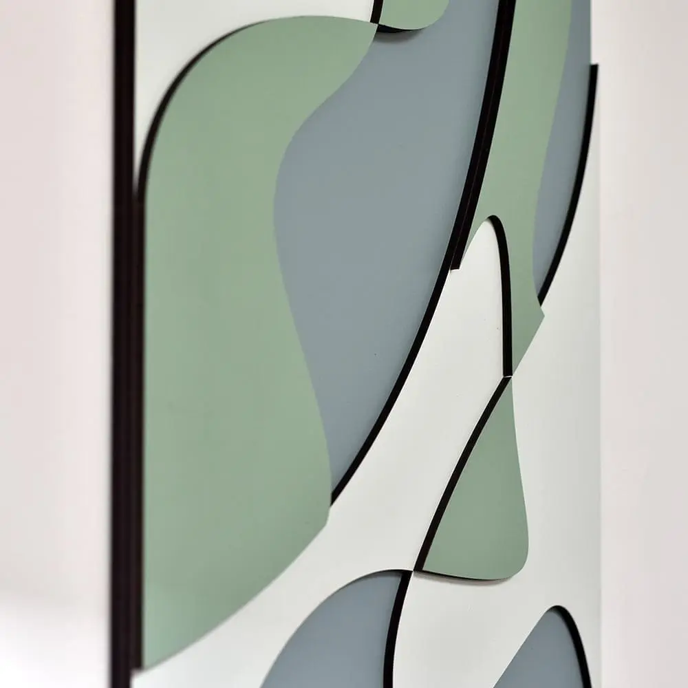 Layered Abstract 1.0 houten wanddecoratie abstract modern kunst wit groen blauw