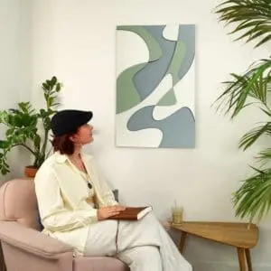 Layered Abstract 1.0 houten wanddecoratie abstract modern kunst wit groen blauw