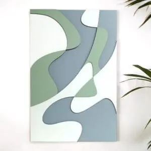 Layered Abstract 1.0 houten wanddecoratie abstract modern kunst wit groen blauw