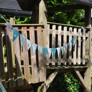 Verjaardagsslinger met naam vlaggetjes vilt Groen eigen naam