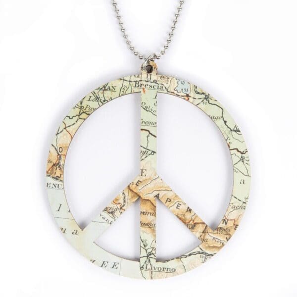 Lasercut wooden necklace / pendant world peace - Lasercut wooden necklace / pendant world peace
