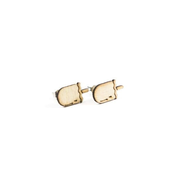 Lasergesneden oorbellen / oorknopjes van kurk, hout, leer / Laser cut earrings / earcuffs made of cork, leather, wood - Oorknopjes choco