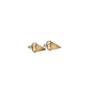 Lasergesneden oorbellen / oorknopjes van kurk, hout, leer / Laser cut earrings / earcuffs made of cork, leather, wood - Oorknopjes Hoorn