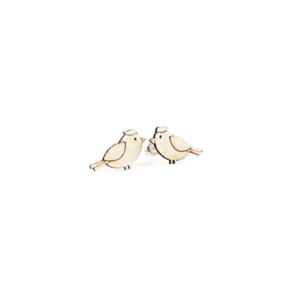 Lasergesneden oorbellen / oorknopjes van kurk, hout, leer / Laser cut earrings / earcuffs made of cork, leather, wood - oorknop kuifmees