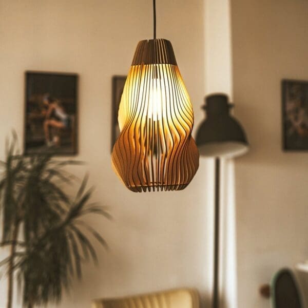 houten lamp lasergesneden - Vortex