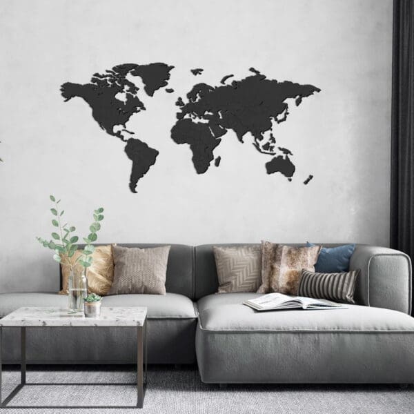 Wooden black world map - Unique wall decoration for every interior