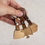 personalized keychain made of leather or wood - key ring with name or logo