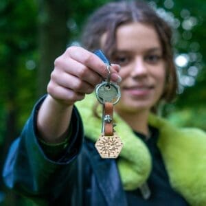 wooden keychain with name
