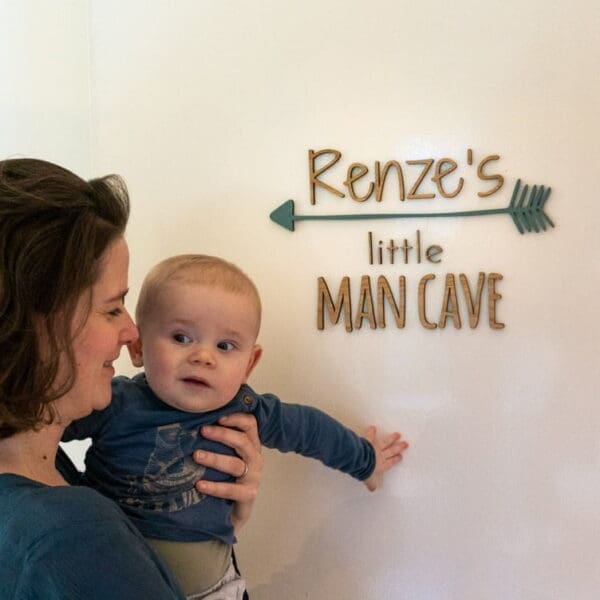 Wooden letters on wall