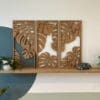 Houten wanddecoratie Jungle drie luik planten