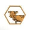 Houten wanddecoratie kinderkamer hexagon 6 hoek koe