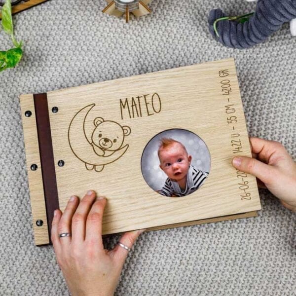 Baby fotoboek Houten fotoboek fotoalbum kind babyfoto's kraamcadeau