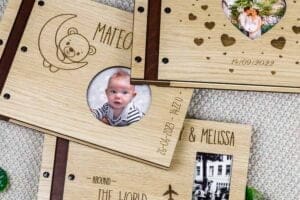 Houten fotoboek gastenboek bruiloft trouwen babyboek kinderfoto fotoalbum