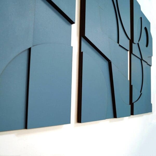 Layerd Abstract houten wanddecoratie 3luik modern abstract kunst blauw