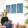 Layerd Abstract houten wanddecoratie 3luik modern abstract kunst blauw