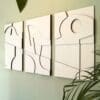 Layerd Abstract houten wanddecoratie 3luik modern abstract kunst wit