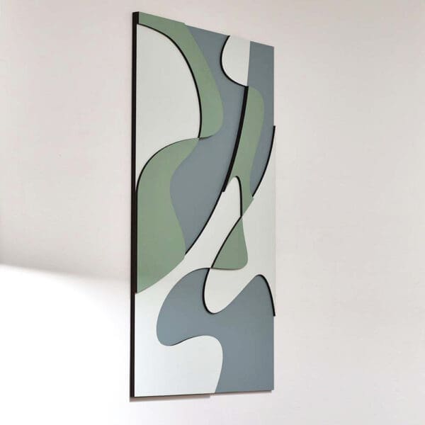 Layered Abstract 1.0 houten wanddecoratie abstract modern kunst wit groen blauw