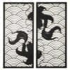 Koi waves 2.0 houten wanddecoratie 2-luik wandpanelen zwart kunst koi vissen japanse stijl golven