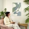 Layered Abstract 1.0 houten wanddecoratie abstract modern kunst wit groen blauw