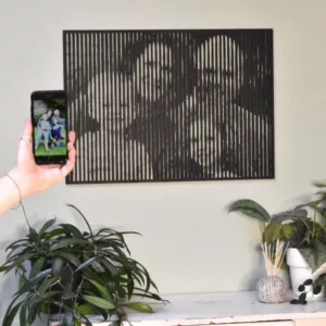 Houten wanddecoratie Hoofdlijnen uitgesneden familieportret zwart MDF