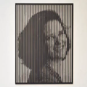 Houten muurdecoratie Hoofdlijnen uitgesneden portret zwart MDF