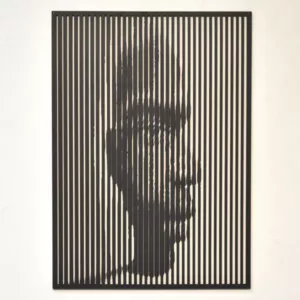 Houten wanddecoratie Hoofdlijnen uitgesneden hoofd man zwart MDF