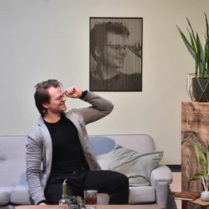 Houten muurdecoratie Hoofdlijnen Gepersonaliseerd met je eigen foto lasergesneden uit hout