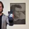 Houten wanddecoratie Hoofdlijnen Je eigen foto in halftone gesneden uit zwart MDF