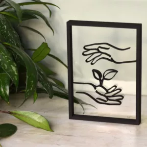 Floating Frames Houten lijstje transparant lijnen handen plantje