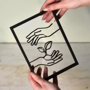 Floating Frames Houten lijstje transparant lijnen handen plantje