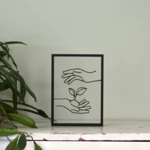 Floating Frames Houten lijstje transparant lijnen handen plantje