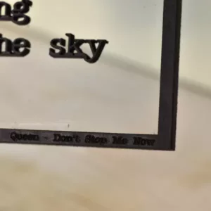 Floating Frames Houten lijstje transparant songtekst Queen Don't stop me now