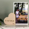 Houten hartje kaarthouder met je eigen ontwerp trouwen
