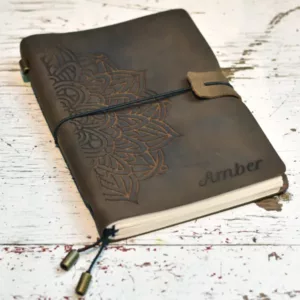 Leren Notitieboek Rustiek ontwerp je eigen gravering