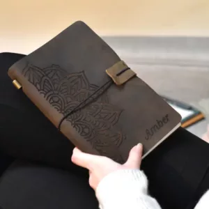 Leren Notitieboek Rustiek ontwerp je eigen gravering