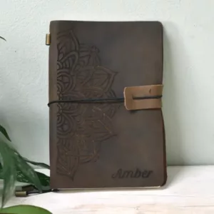 Leren Notitieboek Rustiek ontwerp je eigen gravering