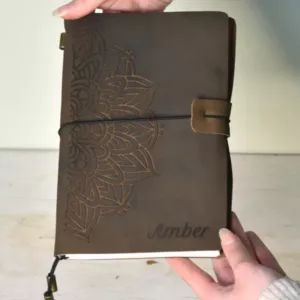 Leren Notitieboek Rustiek ontwerp je eigen gravering