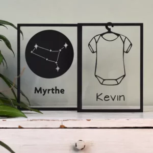 Floating Frames Houten lijstje transparant Sterrenbeeld en romper eigen naam