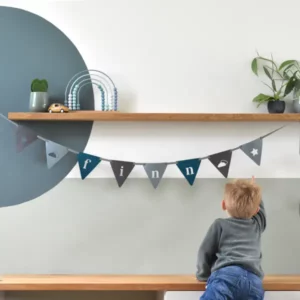 Naamslinger vlaggetjes vilt Blauw mix eigen naam