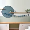 Verjaardagsslinger met naam vlaggetjes vilt Blauw eigen naam