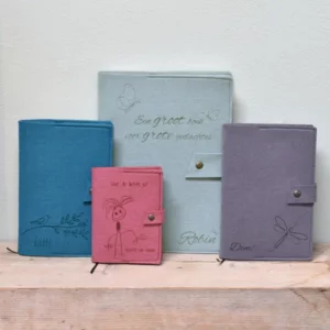 Vilten hervulbare notitieboeken met persoonlijke gravering