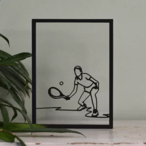 Sportieve decoratie: houten floating frame met tennisser