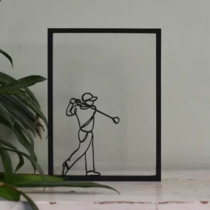 Sportieve decoratie: houten floating frame met golfspeler