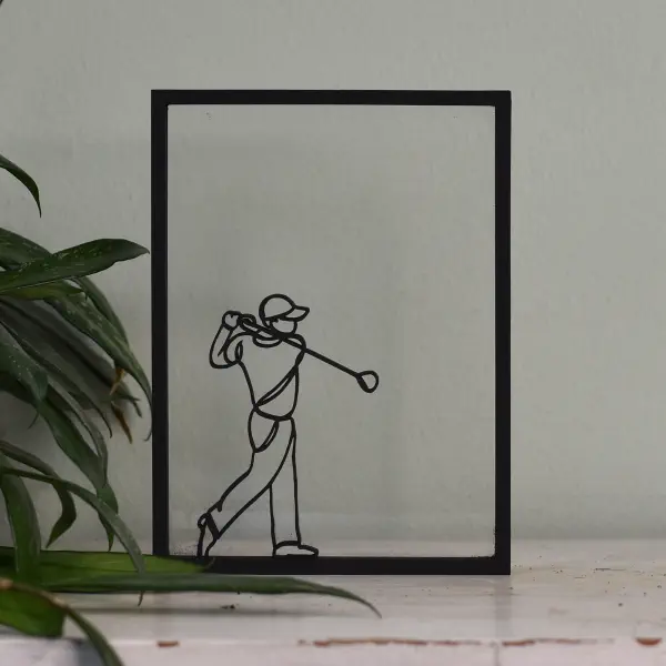 Sportieve decoratie: houten floating frame met golfspeler