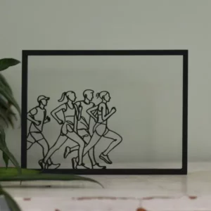 Sportieve decoratie: houten floating frame met marathonlopers
