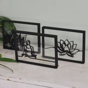 Spirituele decoratie: houten floating frame met een rustgevende lotusbloem
