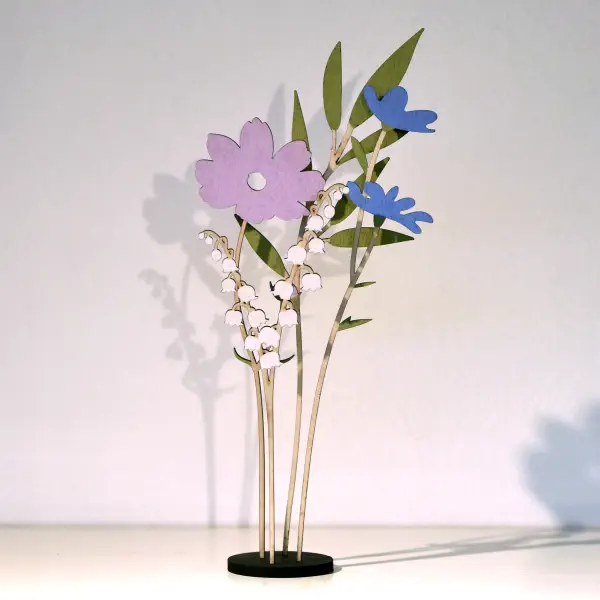 Duurzaam handgemaakt boeket van hout – set van 4 bloemen