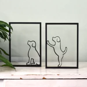 Decoratief houten lijstje met zittende hond – perfect voor cadeau voor baasjes