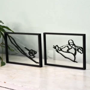 Moderne wanddecoratie voor skiërs – skiër in actie als kunstwerk